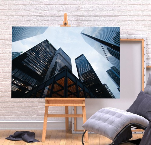 RASCACIELOS 4-PROFUNDO ENMARCADO LIENZO PARED SALPICADURAS ARTE IMPRESIÓN DE PAPEL - NUEVA YORK - Imagen 3 de 12