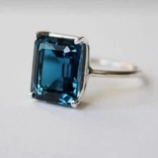Beautiful Blue Topaz Gemstone 925 Sterling Silver Handmade Ring Gift Women B-59