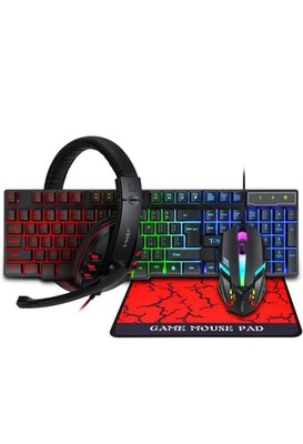 T-Wolf TF-800 4-in-1 Gaming Set   RGB Tastatur, Maus & Headset   QWERTY
