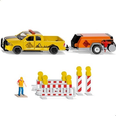 Siku 3505 RAM 1500 Pick-Up with Trailer, 1:50, Metal/Plastic, Yellow/Orange