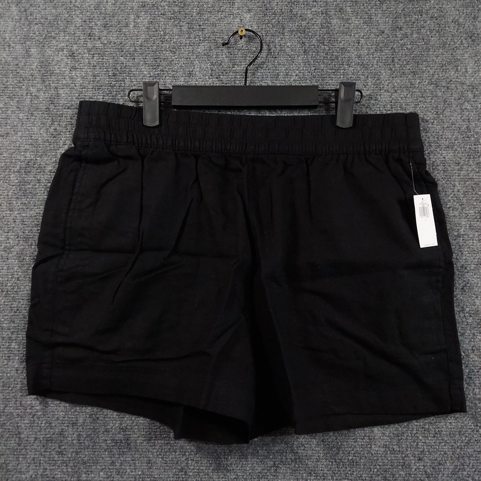 Old Navy Shorts Womens Large Black Linen Blend Chino Pull On Elastic Waist