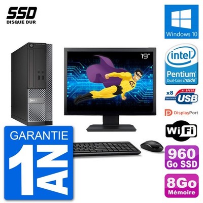 PC Dell Optiplex 3020 SFF Bildschirm 19 '' G3220 RAM 8Go SSD 960Go Windows 10