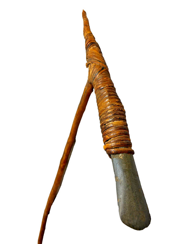 Antique early 19th century Stone  Celt  Asmat Wrapped Adze Axe Polynesian Fijian