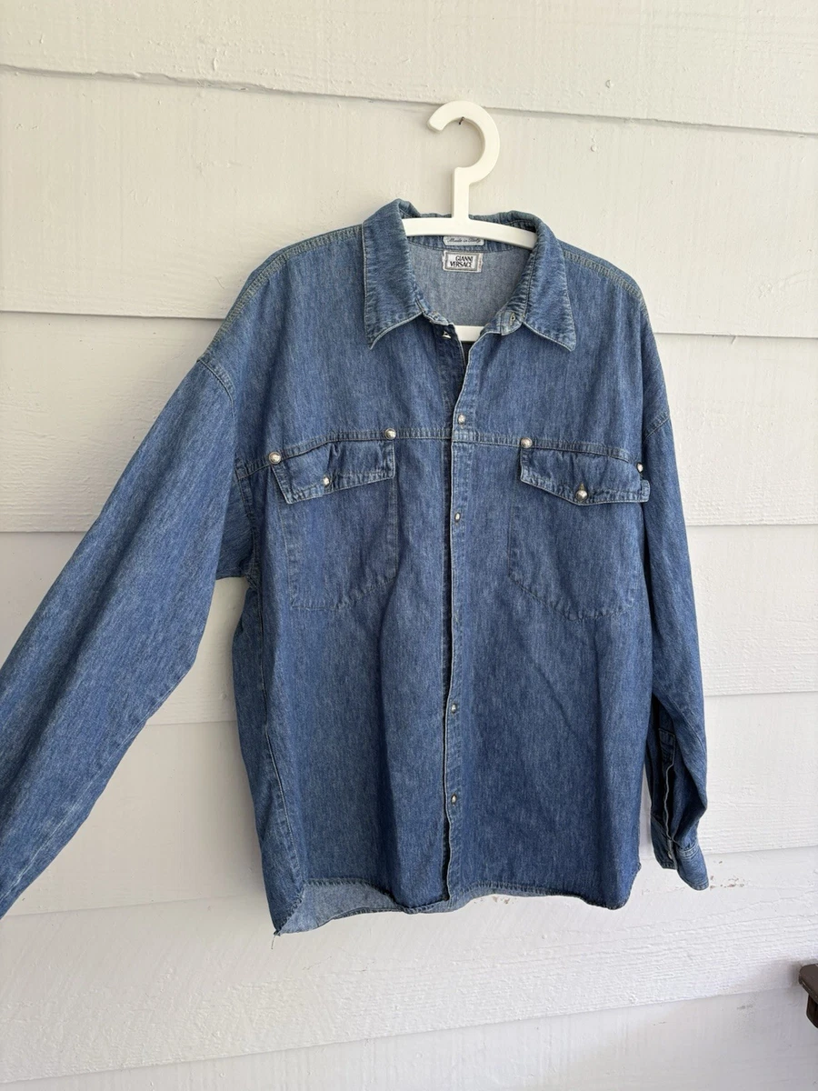 Versace Denim Casual Button-Down Shirts for Men for sale | eBay