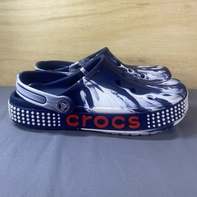 Crocs  Bayaband Clog Mens Size 11 / Women s 13 Navy Blue, Red, And White