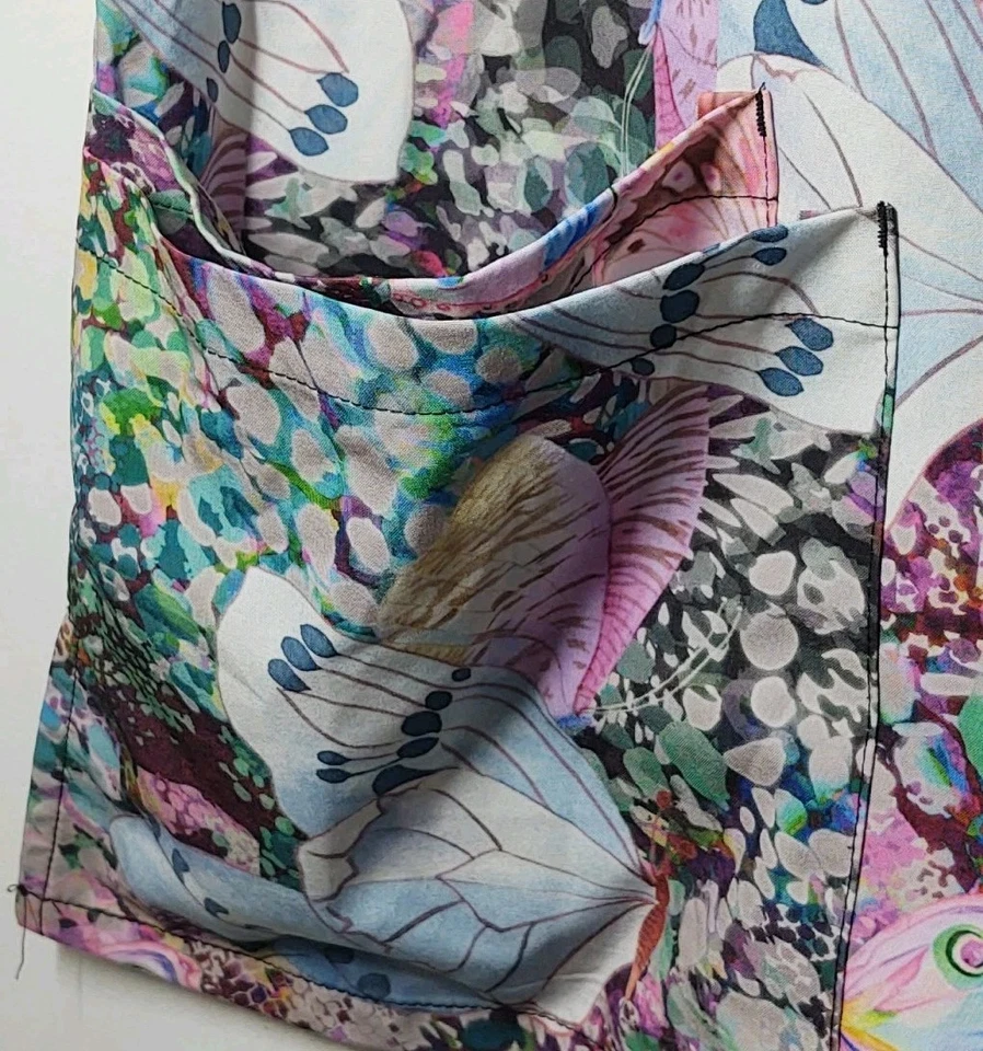 🦋Pandamed Scrub Top Womens Size 2X STRETCH Butterfly Medical Nursing Multicolor - Image 4 of 4