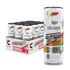 Celsius Retro Vibe Sherbet Slush Sparkling Energy Drink, Sugar Free, 12 Pack.