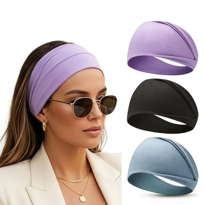 Headbands for Women 3PCS - Soft Elastic Non Slip Wide Hair Bands, Breathable Swe