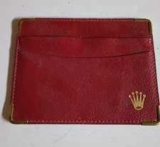 Rolex Auth Red Leather Business Credit Card Wallet Holder ''VINTAGE''