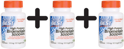 3 x Doctors Best High Potency Bromelain 3000 GDU, 500mg - 90 (499,96 EUR/kg)
