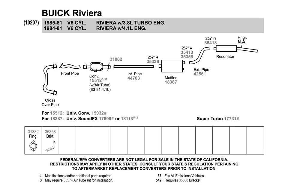For Cadillac Eldorado 80-85 Walker Aluminized Steel Exhaust Intermediate Pipe - Imagem 2 de 4