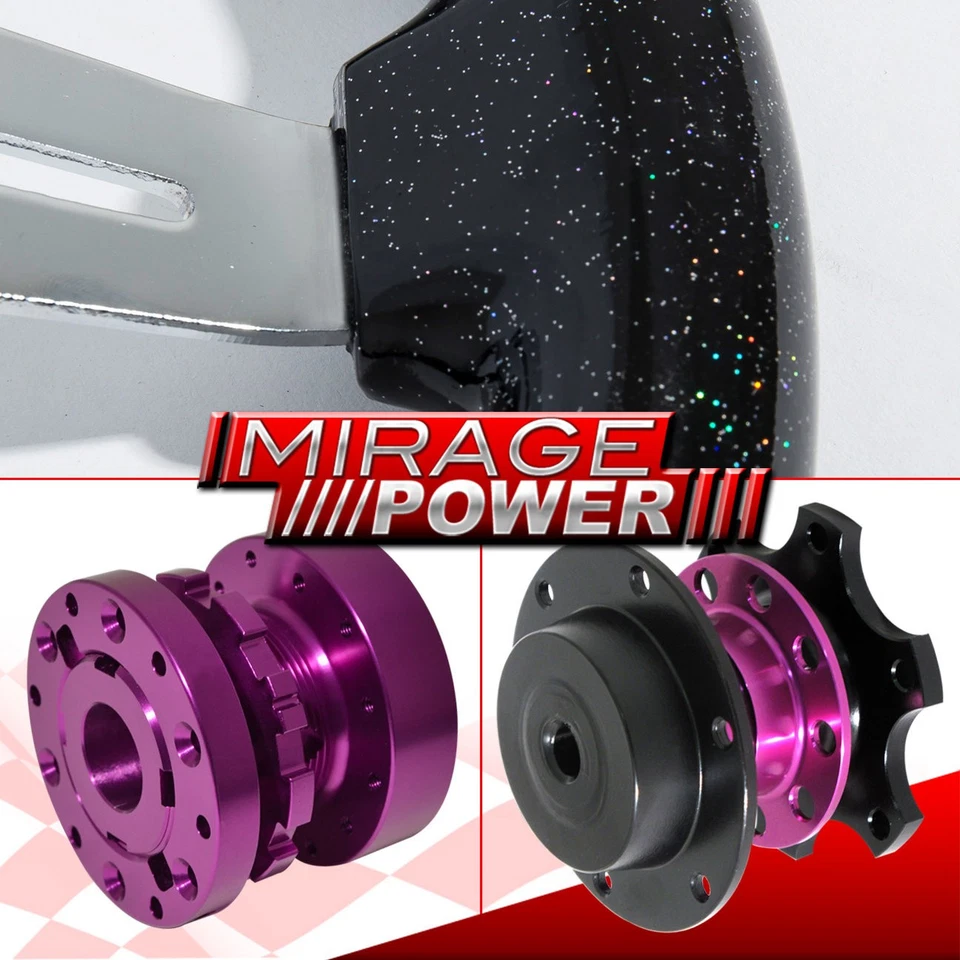 Metallic Black Steering Wheel + Quick Release Purple Extender For 86-89 Integra - Image 4 of 4