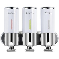 Shampoo and Conditioner Dispenser Shower Soap 3 Chamber No Drill for Wall