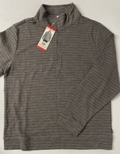 Dockers Men's Quarter 1/4 Zip Regular Knit Textured Pullover GRAY Stripes MEDIUM
