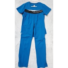 Skechers Scrub Set Women Extra Small V Neck Top Cargo Pants Blue Nurse Medical
