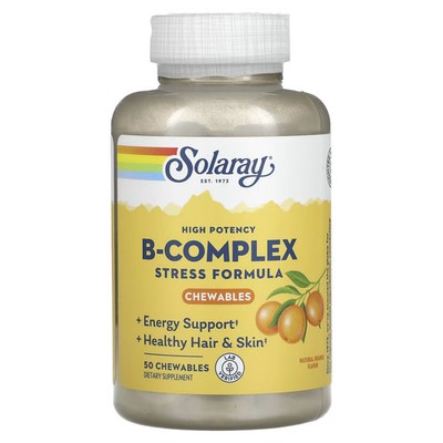 2 X Solaray, High Potency B-Complex, Natural Orange, 50 Chewables