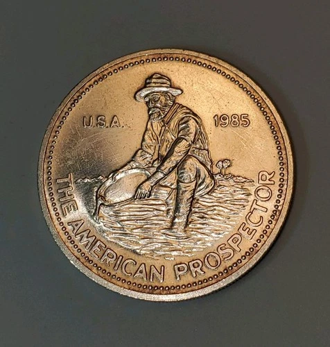 1985 ENGELHARD 1 TROY OZ SILVER 999+ FINE SILVER ROUND THE AMERICAN PROSPECTOR