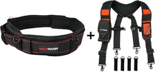 1 PACK Tool Belt with D Ring and Strong Durable Double Metal Roller Buckle,Adjus