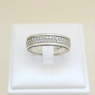David Yurman Streamline Two Row Ring w/ Pavé White Diamonds - Size 12