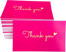 100 Little Thank You Cards Gold Heart Design Bulk Thank You Notes for All Occasi