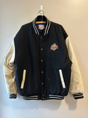 Vintage Baltimore Orioles Genuine Merchandise Leather Button Letterman Large Y2K