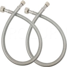 Inch Faucet Hose Connector 3/8" Comp x 1/2" FIP Stainless Steel 2-Pack