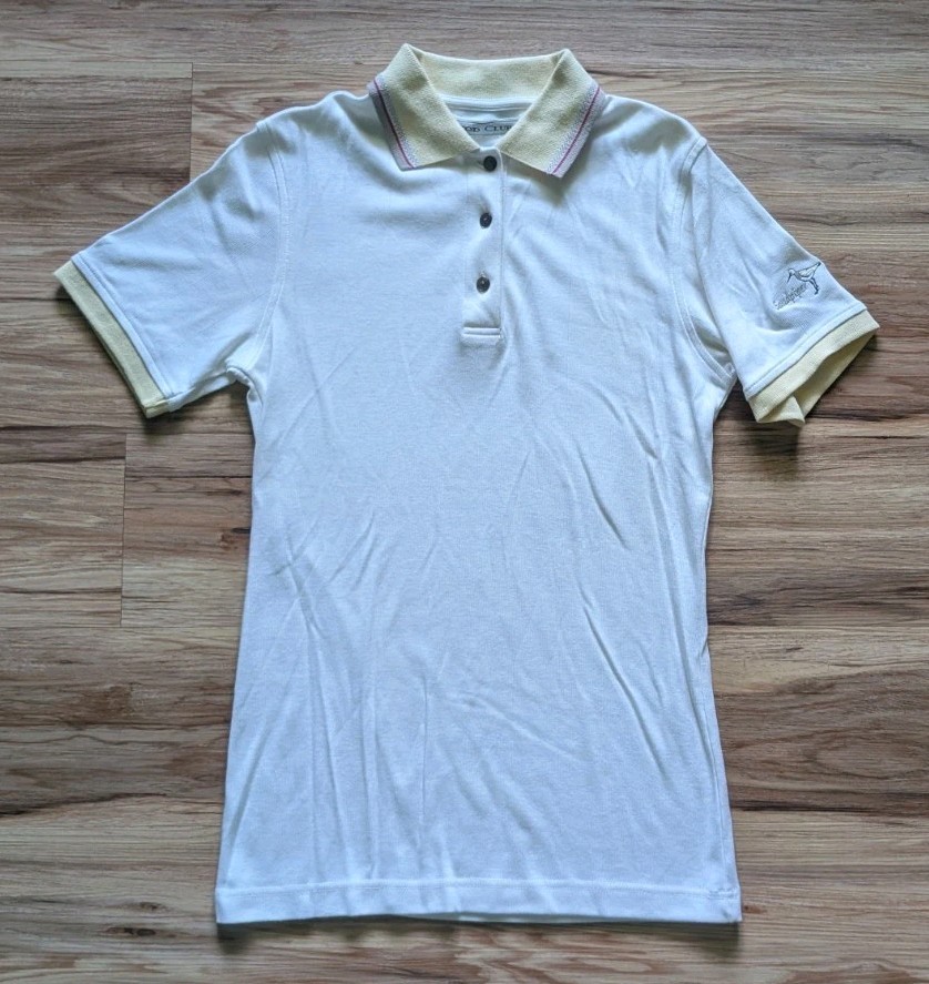 NWT Vintage 90s Izod Club Golf Polo Shirt Womens S White Yellow Bird Embroidery