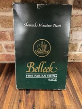 Vintage Belleek Ireland Miniature Tea Set Pot Sugar Creamer Cups Tray Teaset