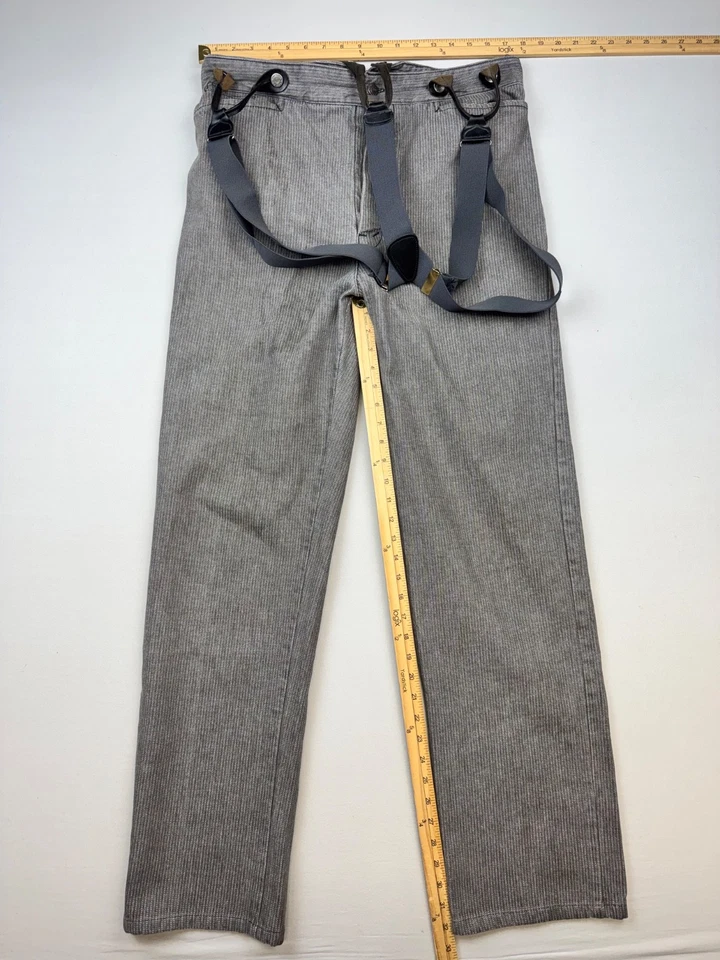 Wah Maker Pants Mens 36 Raised Dobby Stripe Western Suspenders Authentic Gray - Image 2 of 4