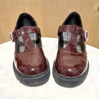Self Esteem Women's Size 3 Burgundy Patent Leather Mary Jane Flats Buckle Strap