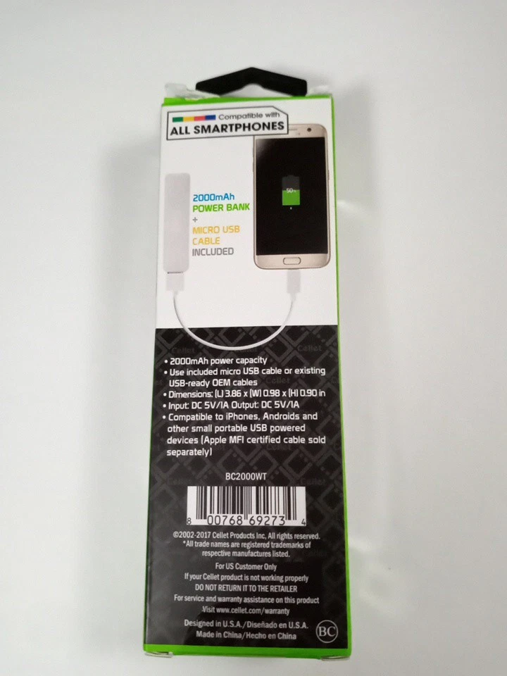 Cellet 2000mAh Ready To Use Power Bank w/Micro USB Included,See Pics For Details - Image 2 of 4