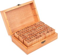 Ausyde Holzstempel Set – 84 StüCk Alphabet-Stempel Mit GroßBuchstaben, Kle