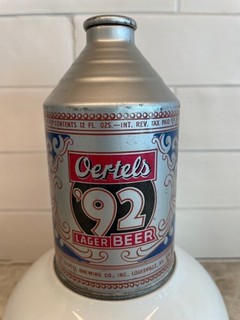 Oertels 92 Lager Crowntainer Cone Top Beer Can Louisville KY Excellent Cond