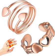 2PCS Magnetic Copper Rings for Women Men,99.99 Pure Copper Ring with 9X Magne