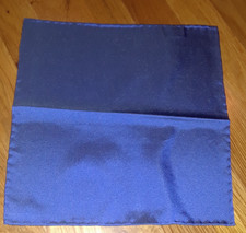 NIP Solid Blue 100 Silk 10" Pocket Square Rolled Hems