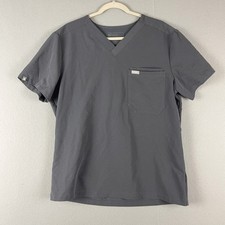 Figs Technical Collection Scrub Top Womens Large Gray Short Sleeve Medical