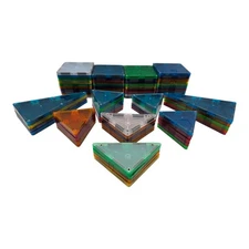 Magna Tiles Clear Colors Lot of 77 MAGNETIC BUILDING TILES Square Triangle SET