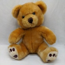 Vintage Golden Brown Fluffy Teddy Bear Stuffed Animal Plush 12"