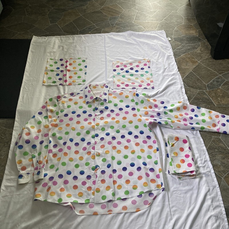 Magician's Multi-Color Polka Dot Dress Shirt w/Matching Handkerchief & X-Fabric