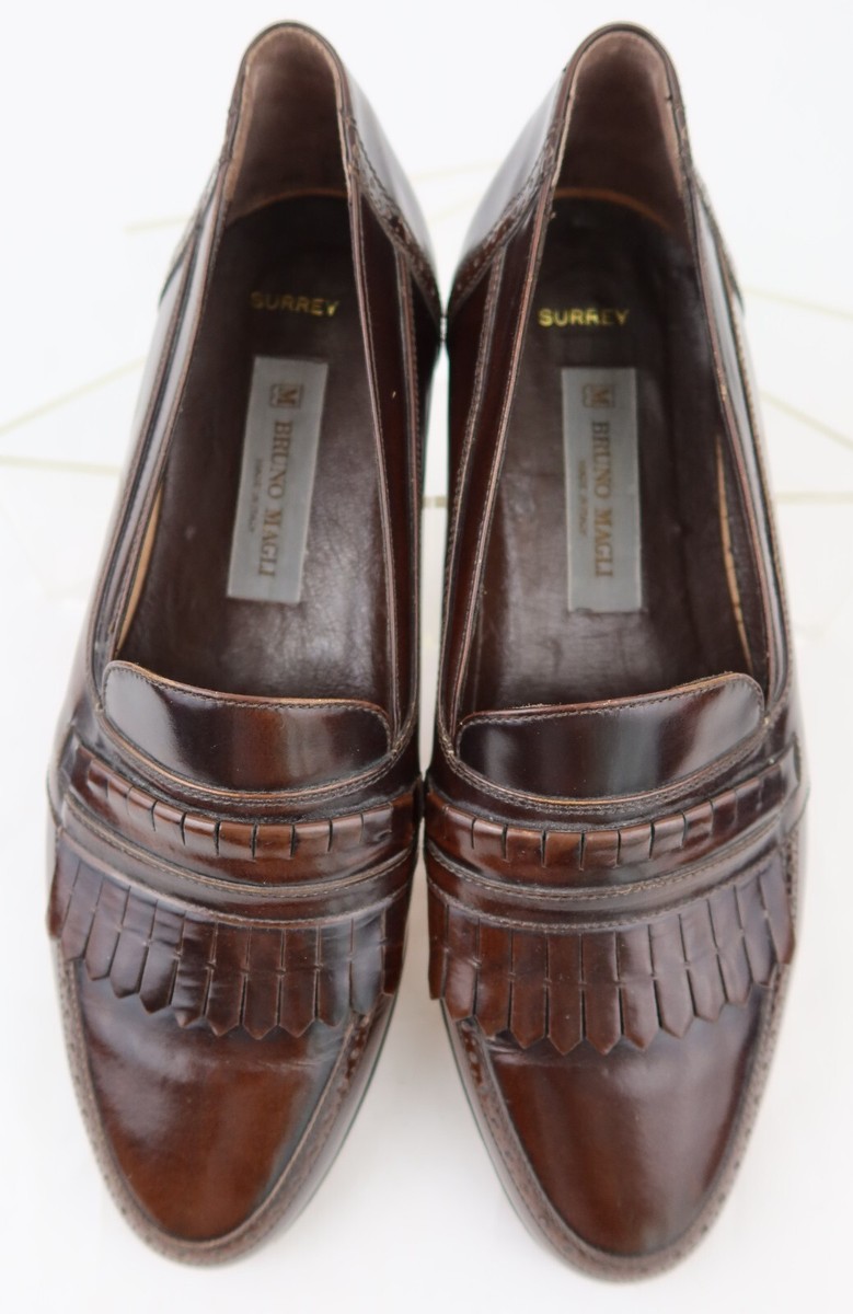 Bruno Magli Mateo Buckle Strap Kiltie Loafers Brown Size 11.5 M Bologna Italy Bruno Magli Kiltie Loafers Hand Made In Italy 11 Runs Small  main image 4