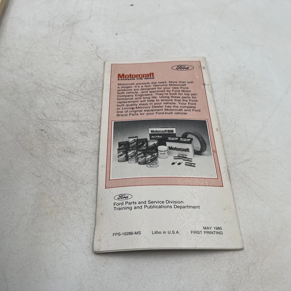 Ford Mercury 1986 vintage registro de registro de registro de programa de mantenimiento de propietarios de automóviles de pasajeros Foto 2 de 3