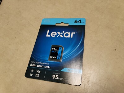 Lexar High Performance 633xSDXC UHS-I Card,64 GB(Blue) Sealed T4006