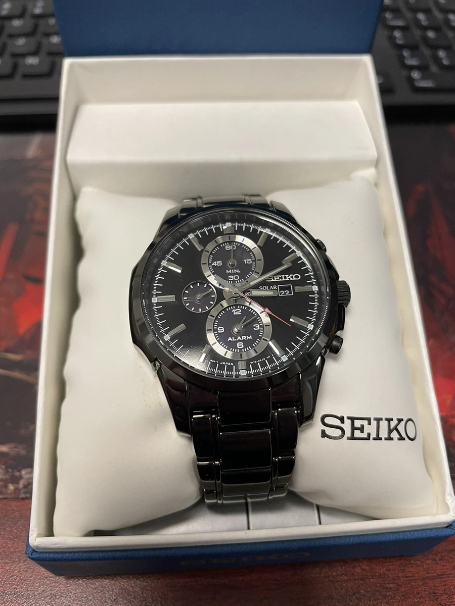 Alvorlig hjørne føle Seiko Analogue Quartz Solar Watch V172 0AF0 1/5 Alarm chronograph | eBay