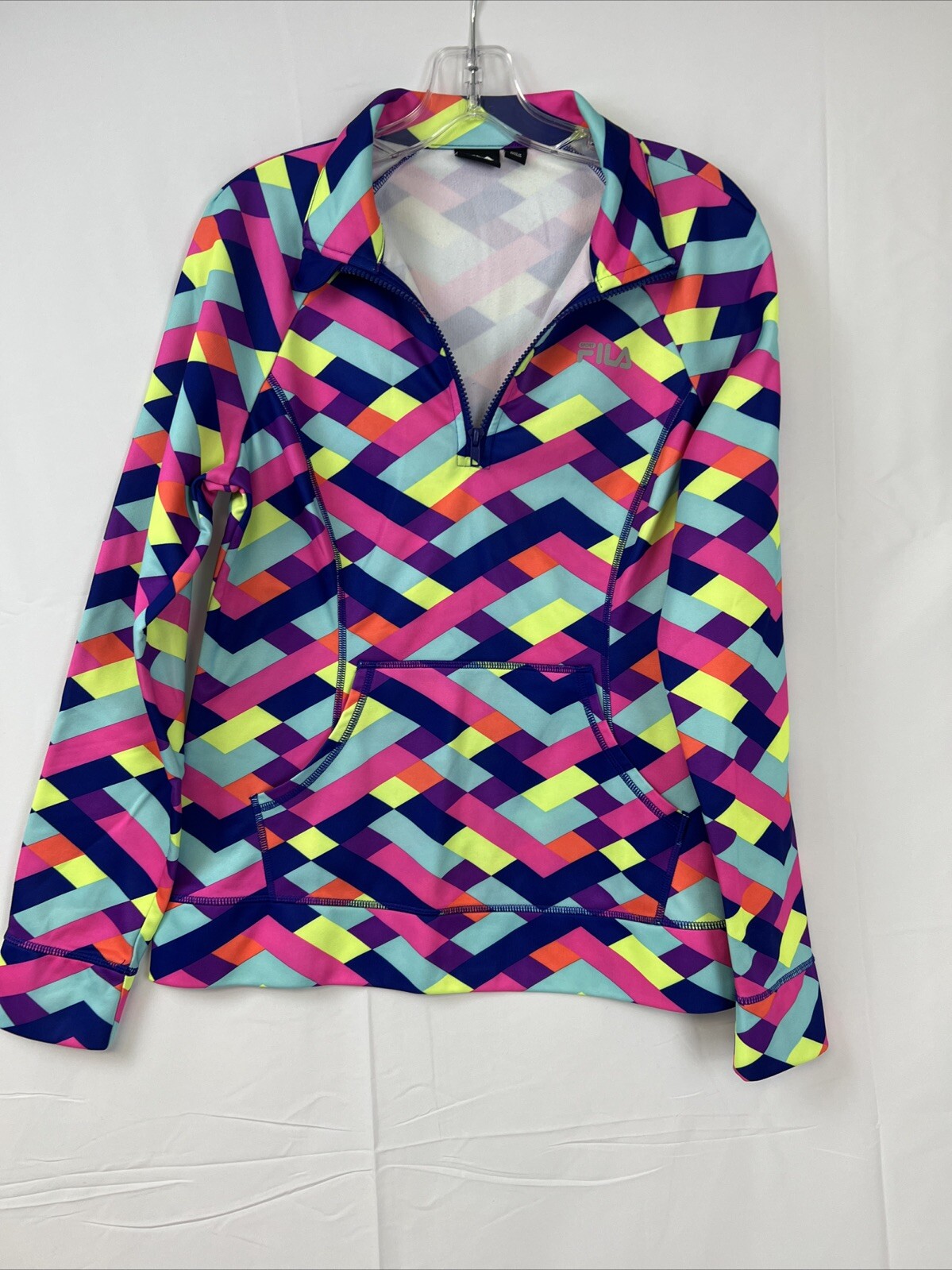 Giacca donna Fila Sport taglia media 1 4 zip pullover multicolore brillante