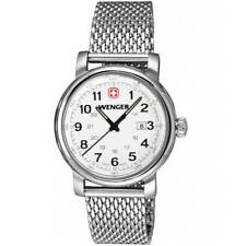 Reloj para mujer Wenger clásico urbano cuarzo esfera blanca pulsera de malla 01.1021.103