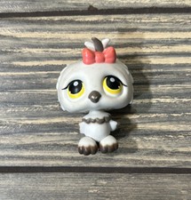 Littlest Pet Shop LPS 360 Bird Owl White Gray Pink Bow Figure Figurine Toy