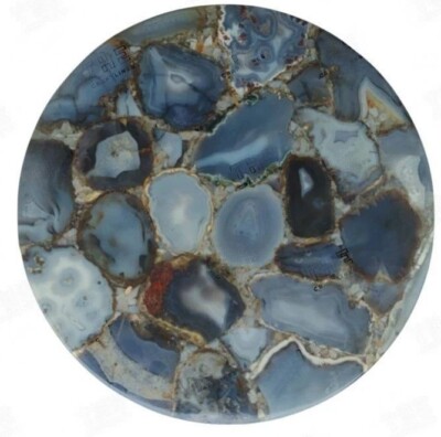 15''x15'' Wild Agate Coffee Side Table Natural Gemstone Luxury Indoor Outdoor Deco