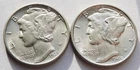 1939 + 1940 (FSB) Mercury Silver Dimes BU+ Two 10C coins