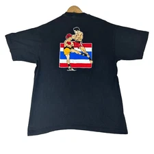 Muay Thai Thailand Boxing Box Vintage T Shirt Black Size L Pro Club