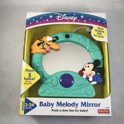Disney Baby Melody Mirror Fisher Price Musical Toy 3-24 Mickey Pluto  NEW